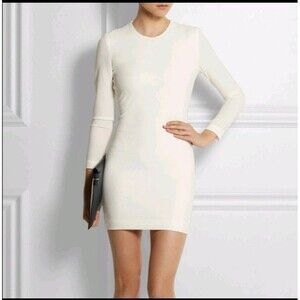 IRO Cheryne Mini Dress Long Sleeve Crepe Dress Ivory Sz 36/XS-S $520